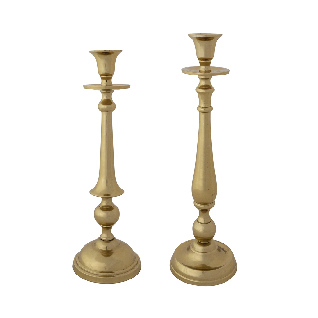 Cast Iron Brass-Finish Taper Holders Set 01 main