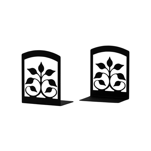 Black Wrought Iron Leaf Fan Bookends Pair 01 main
