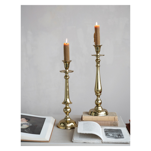 Cast Iron Brass-Finish Taper Holders Set 02 context