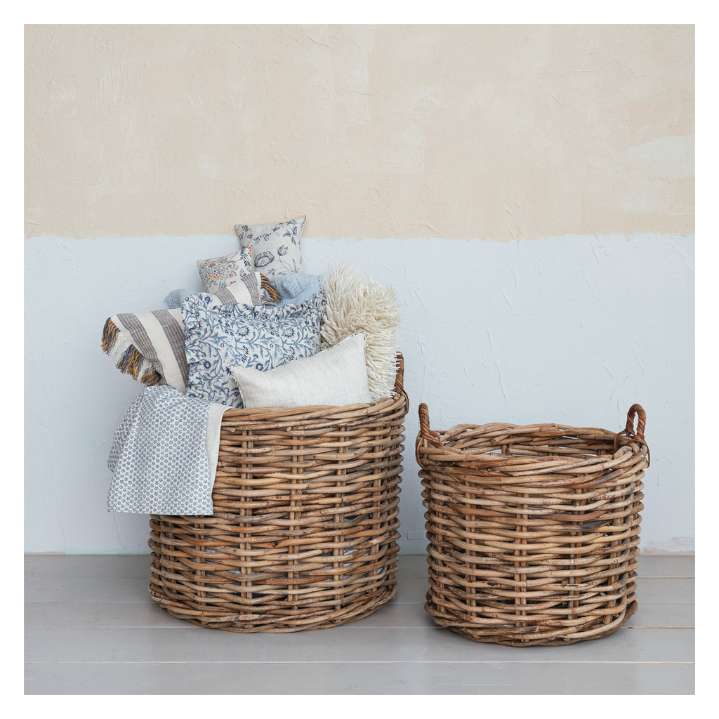 Woven Rattan Baskets With Handles Set 02 context